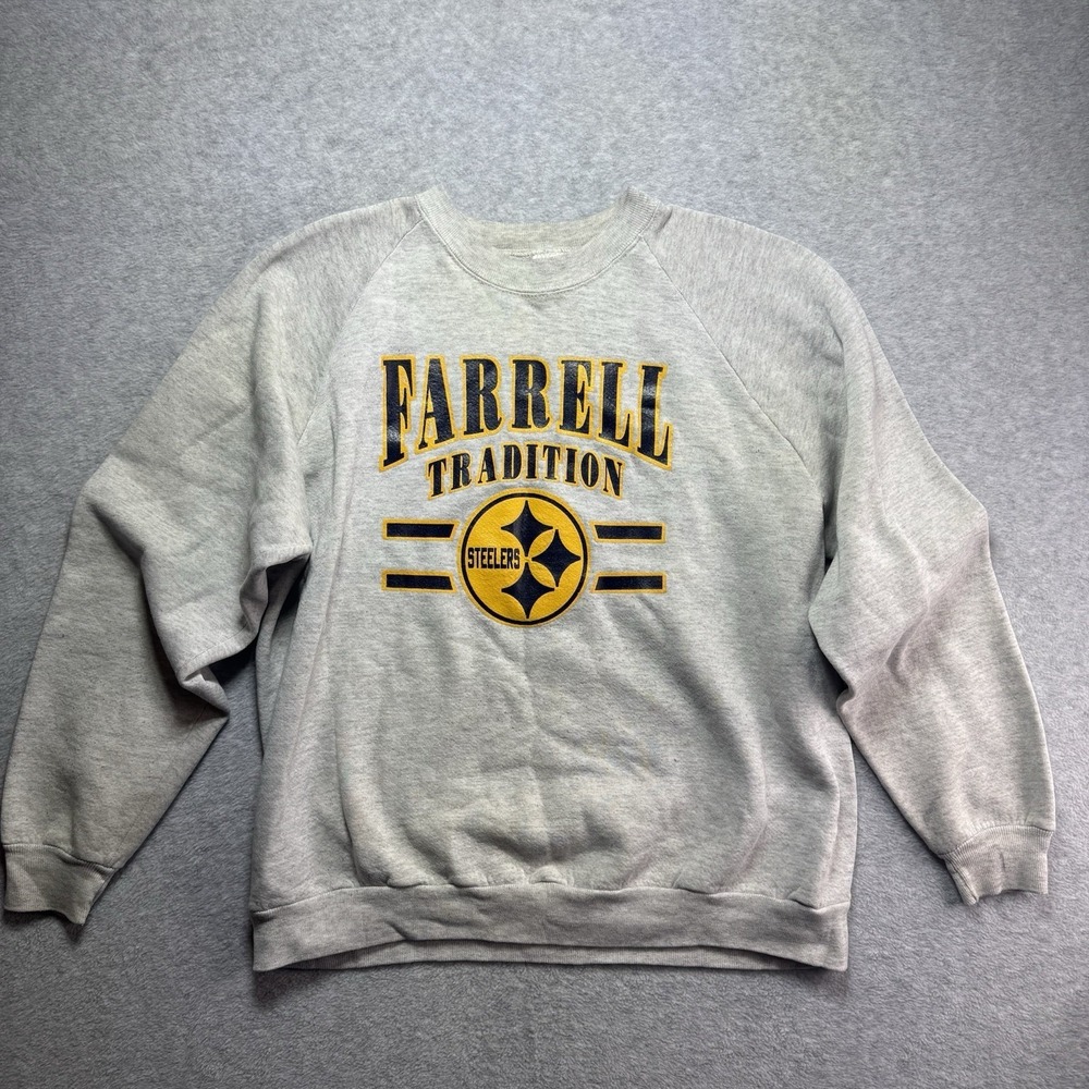 RARE VTG Sweatshirt 80s 90s Pittsburgh Steelers Farrell Tradition XXL USA Gray
